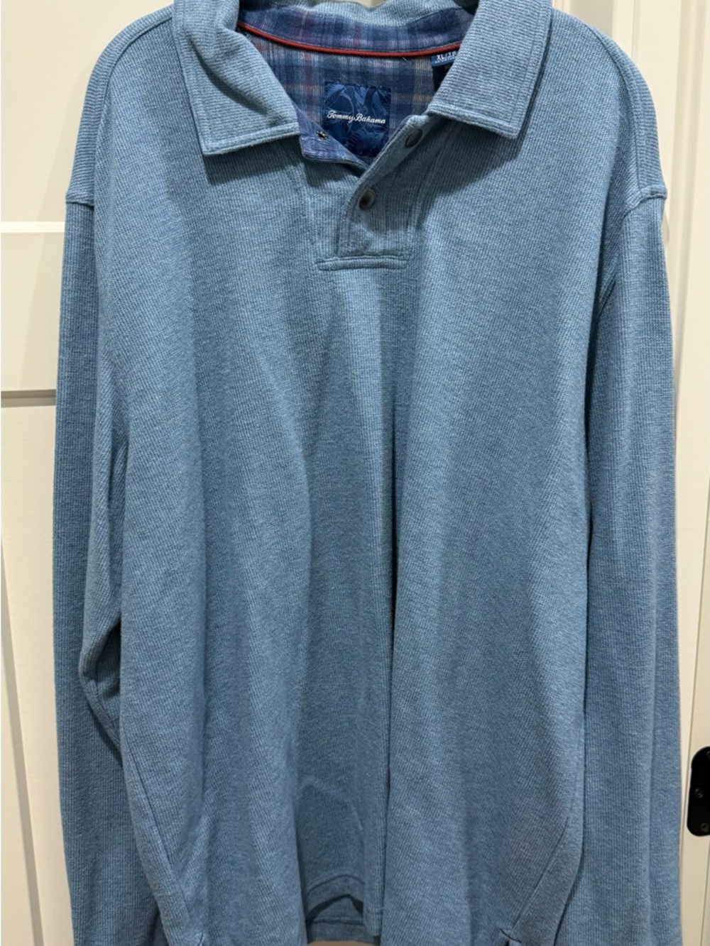Tommy Bahama Men's Dusty Blue Long-Sleeve Polo Sweater